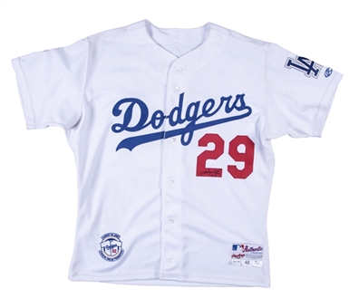 2002 Adrian Beltre Game Used and Signed Los Angeles Dodgers Home Jersey From “Shirts Off Their Backs Night” On 8/24/2002 (Case LOA & Beckett)